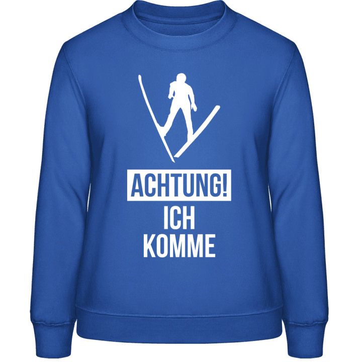 Achtung ich komme Skisprung Sweatshirt för kvinnor contain pic