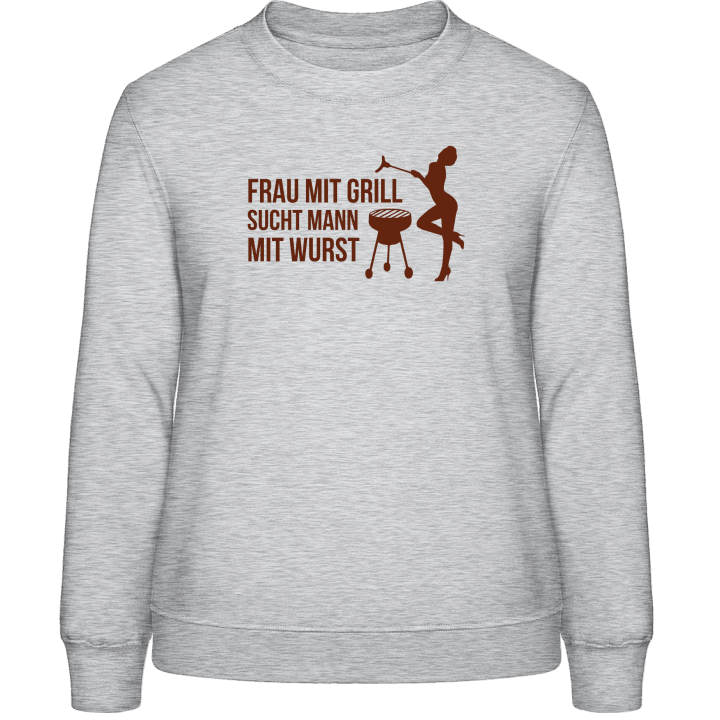 Frau mit Grill sucht Mann mit Wurst Sweatshirt för kvinnor contain pic