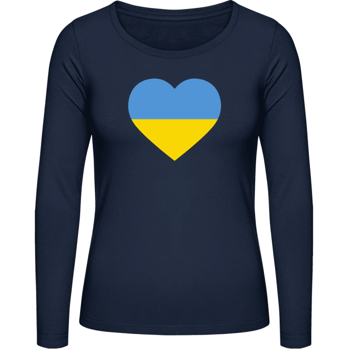 Ukraine Heart Flag Langermet skjorte for kvinner contain pic