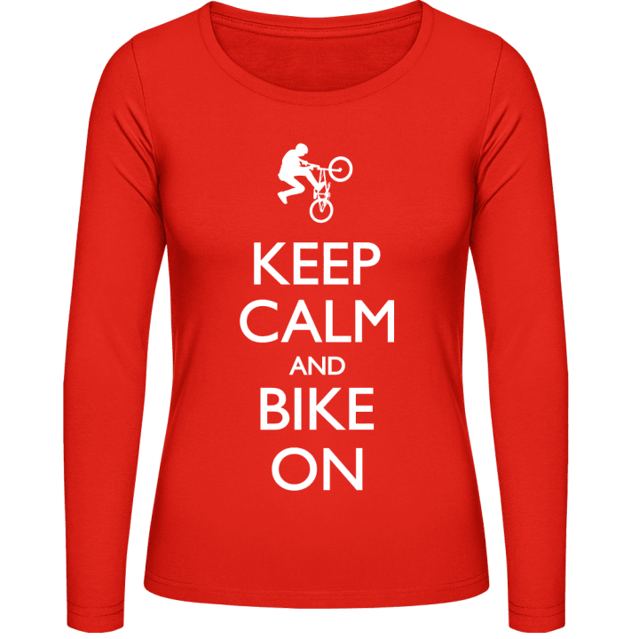 Keep Calm and Bike on BMX Langermet skjorte for kvinner contain pic