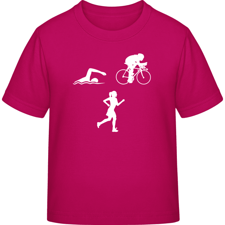 Triathlete Silhouette Female T-skjorte for barn contain pic
