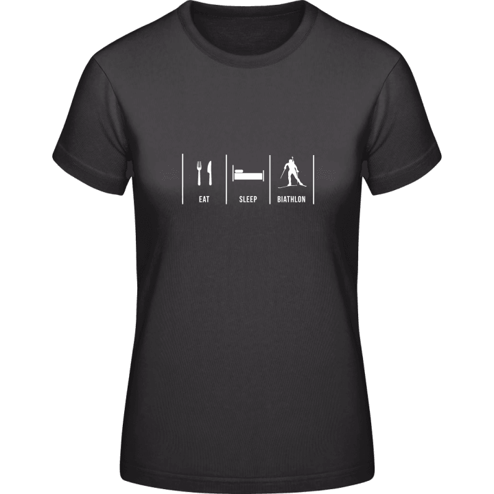 Eat Sleep Biathlon T-skjorte for kvinner contain pic