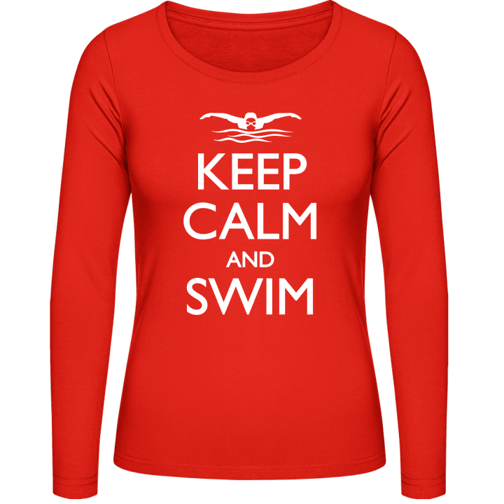 Keep Calm And Swim Frauen Langarmshirt contain pic