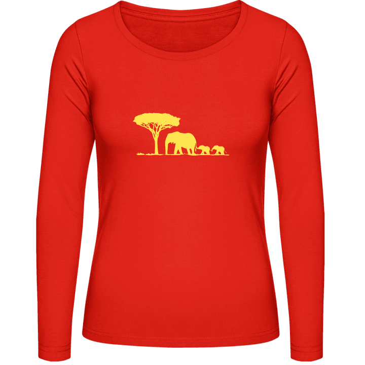 Elephant Family Landscape Kvinnor långärmad skjorta 0 image