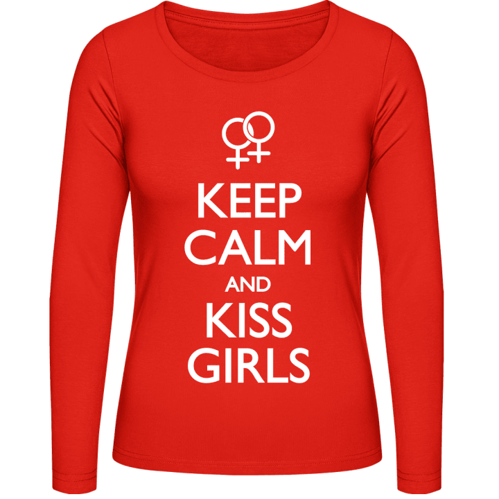 Keep Calm and Kiss Girls Lesbian Langermet skjorte for kvinner contain pic