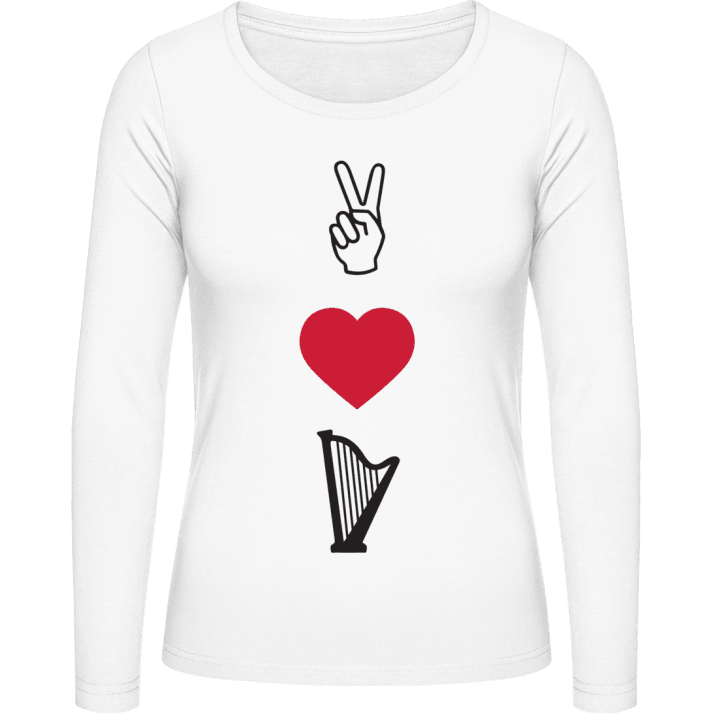 Peace Love Harp Playing T-shirt à manches longues pour femmes contain pic