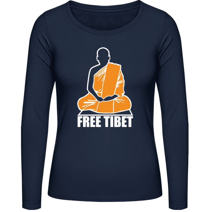 Free Tibet Monk Langermet skjorte for kvinner contain pic