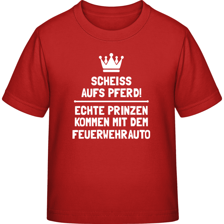 Echte Prinzen kommen mit dem Feuerwehrauto T-shirt til børn 0 image