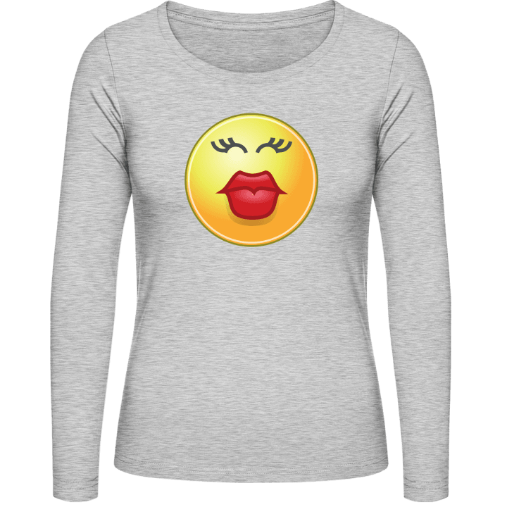 Kissing Girl Smiley T-shirt à manches longues pour femmes contain pic