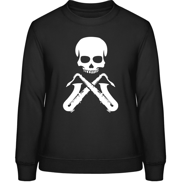 Saxophonis Skull Crossed Saxophones Sweatshirt för kvinnor contain pic