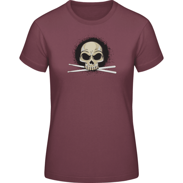 Drummer Skull With Drum Sticks T-skjorte for kvinner contain pic