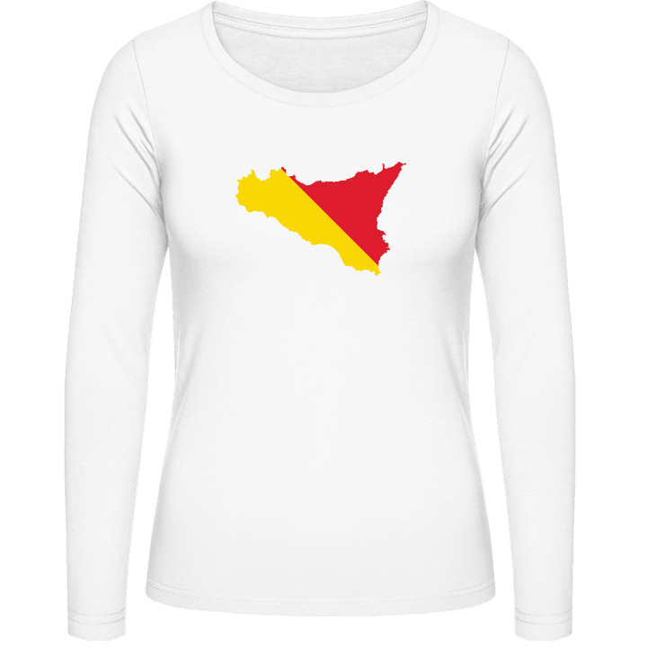 Sicily Map Langermet skjorte for kvinner contain pic