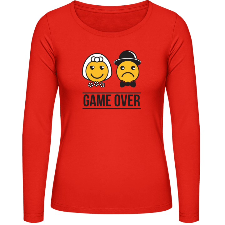 Bride and Groom Smiley Game Over Langermet skjorte for kvinner contain pic