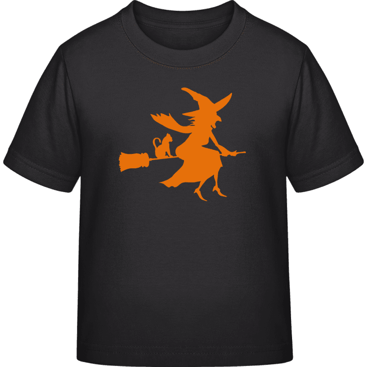 Witch With Cat On Broom Kids T-shirt 0 image