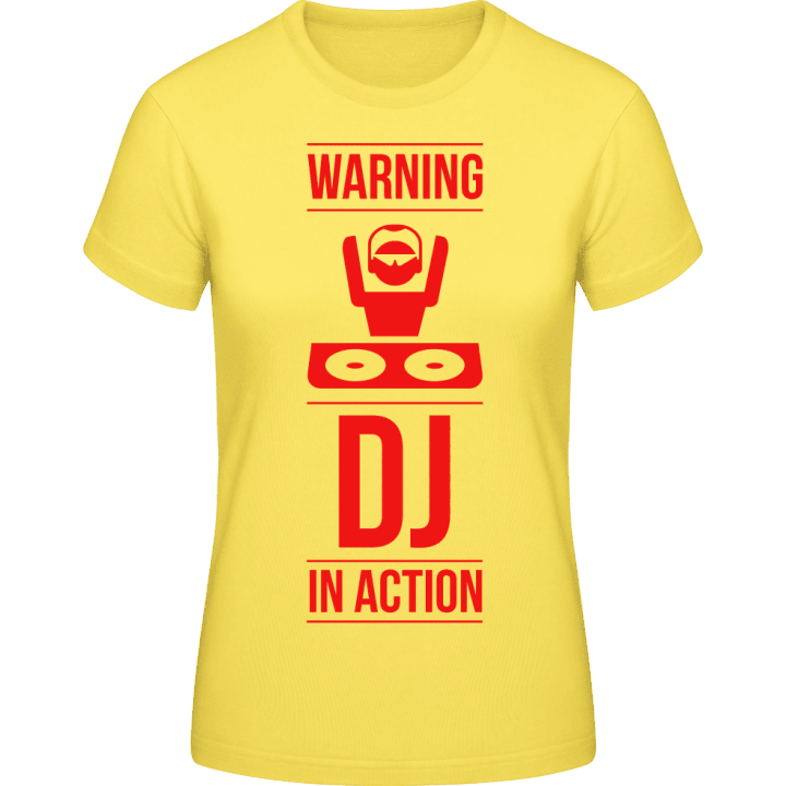 Warning DJ in Action T-skjorte for kvinner contain pic