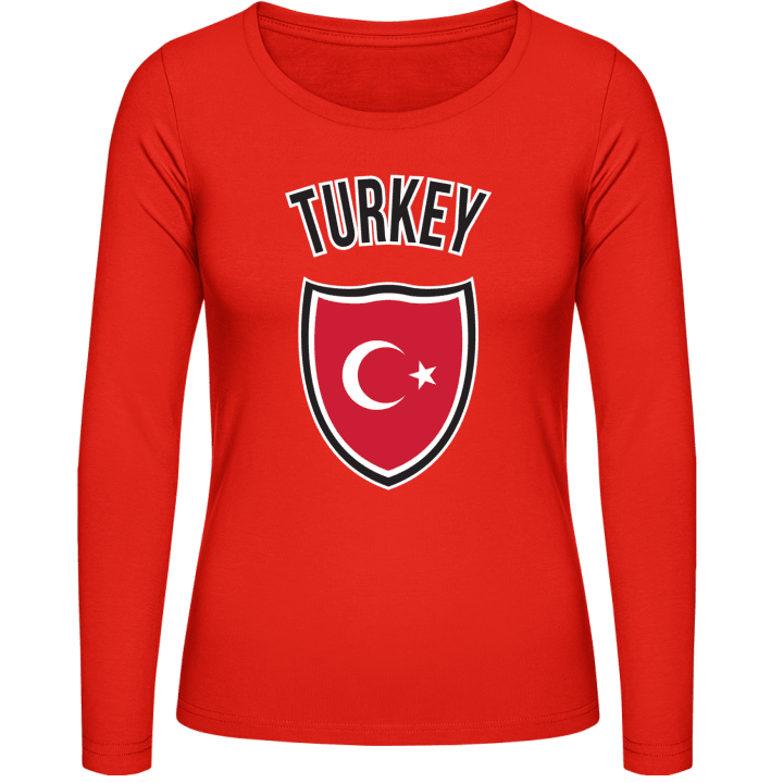 Turkey Flag Shield Langermet skjorte for kvinner contain pic