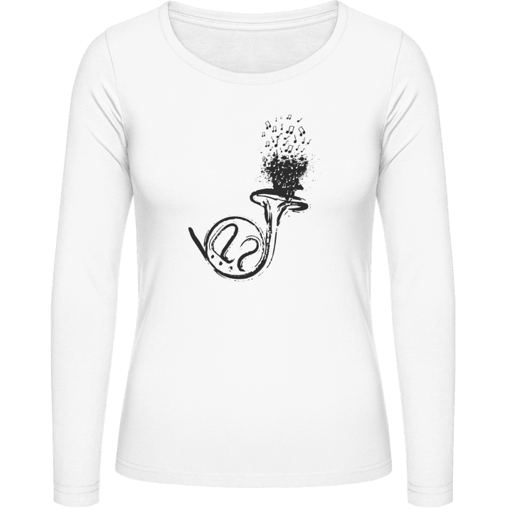 French Horn Illustration T-shirt à manches longues pour femmes contain pic