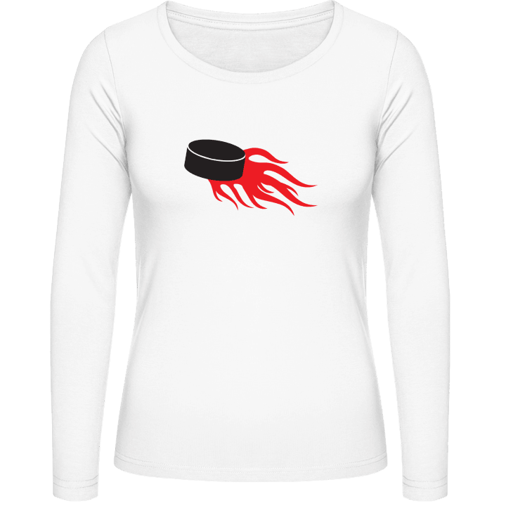 Ice Hockey On Fire Vrouwen Lange Mouw Shirt contain pic