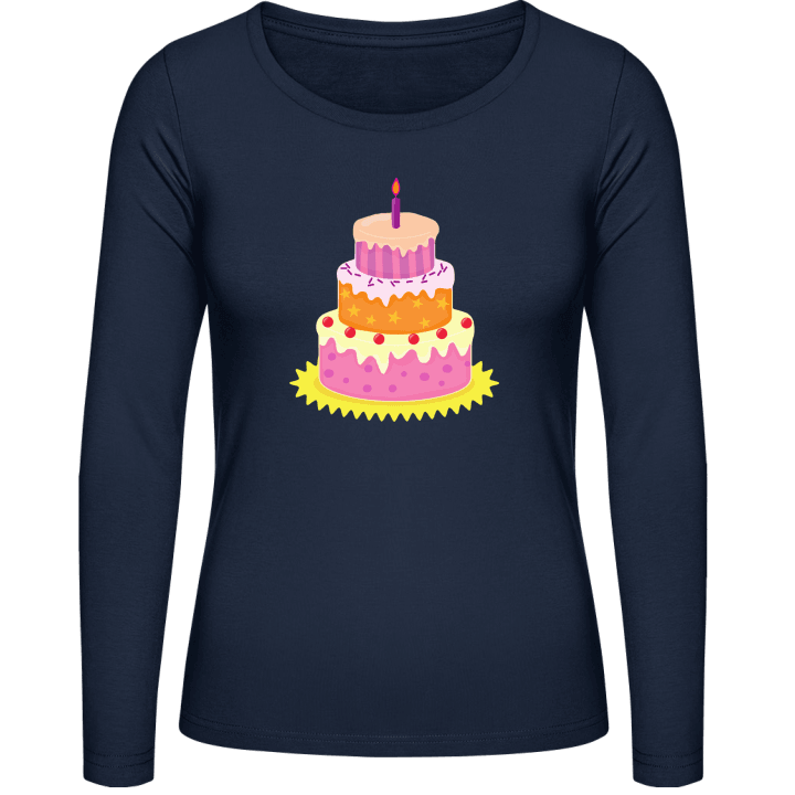Birthday Cake With Light Langermet skjorte for kvinner contain pic