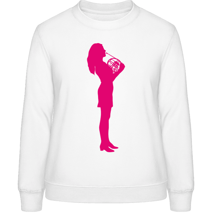 Horn Player Silhouette Female Sudadera de mujer contain pic