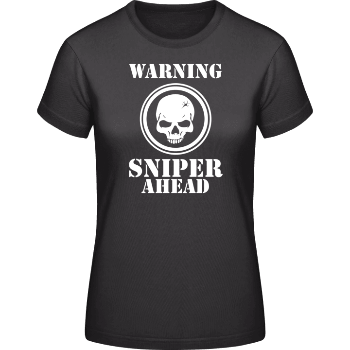 Warning Skull Sniper Ahead T-skjorte for kvinner contain pic