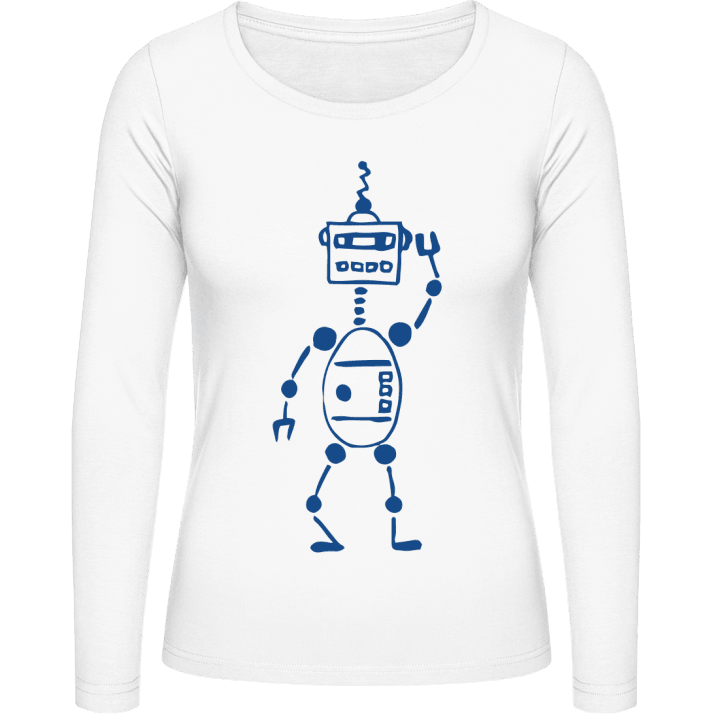 Funny Robot Illustration Kvinnor långärmad skjorta 0 image