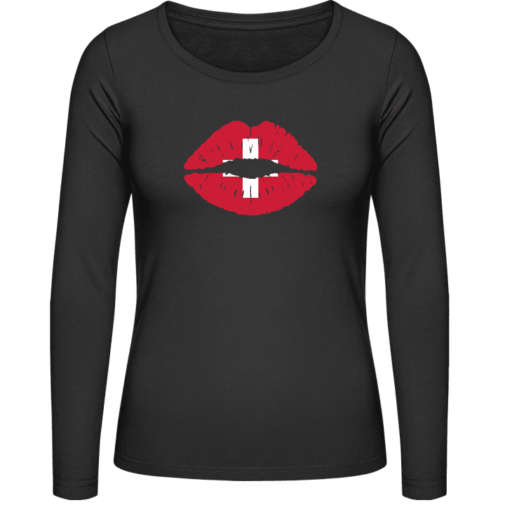 Switzerland Kiss Flag T-shirt à manches longues pour femmes contain pic