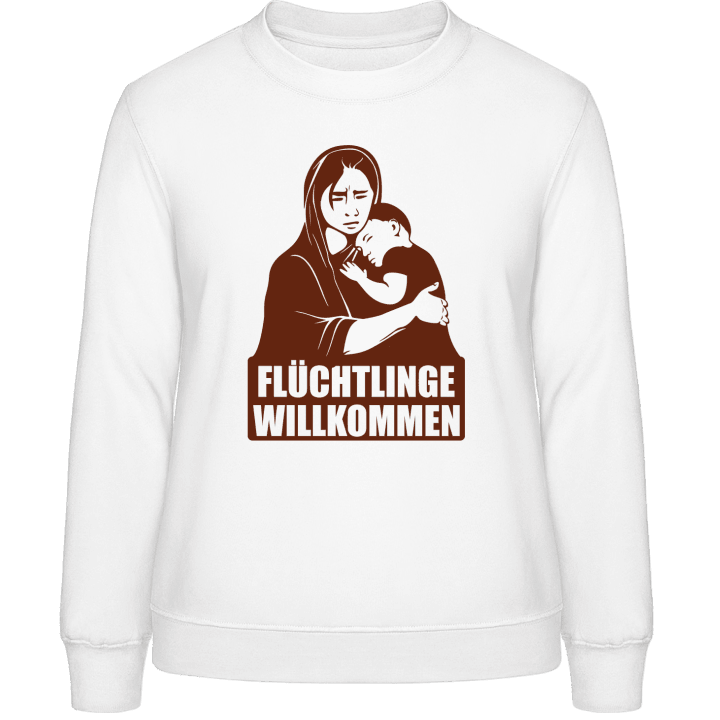 Flüchtlinge willkommen Vrouwen Sweatshirt contain pic