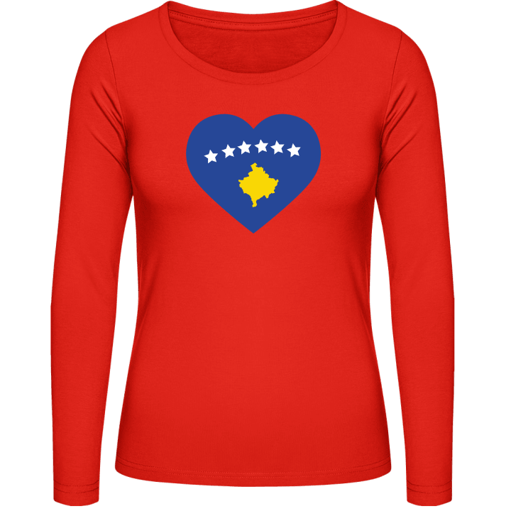 Kosovo Heart Flag Langermet skjorte for kvinner contain pic