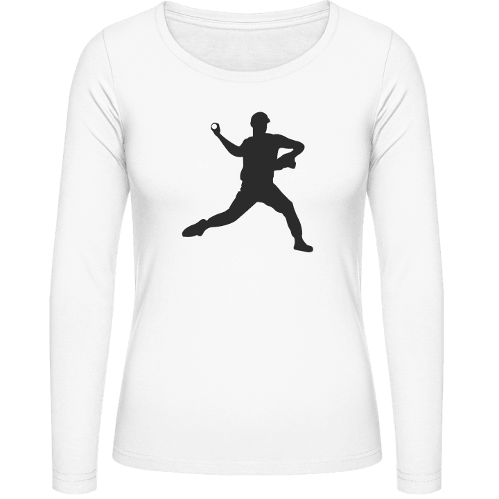 Baseball Player Silouette Vrouwen Lange Mouw Shirt contain pic