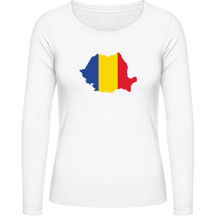 Romania Map Langermet skjorte for kvinner contain pic