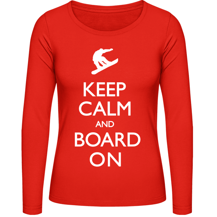 Keep Calm and Board On Langermet skjorte for kvinner contain pic