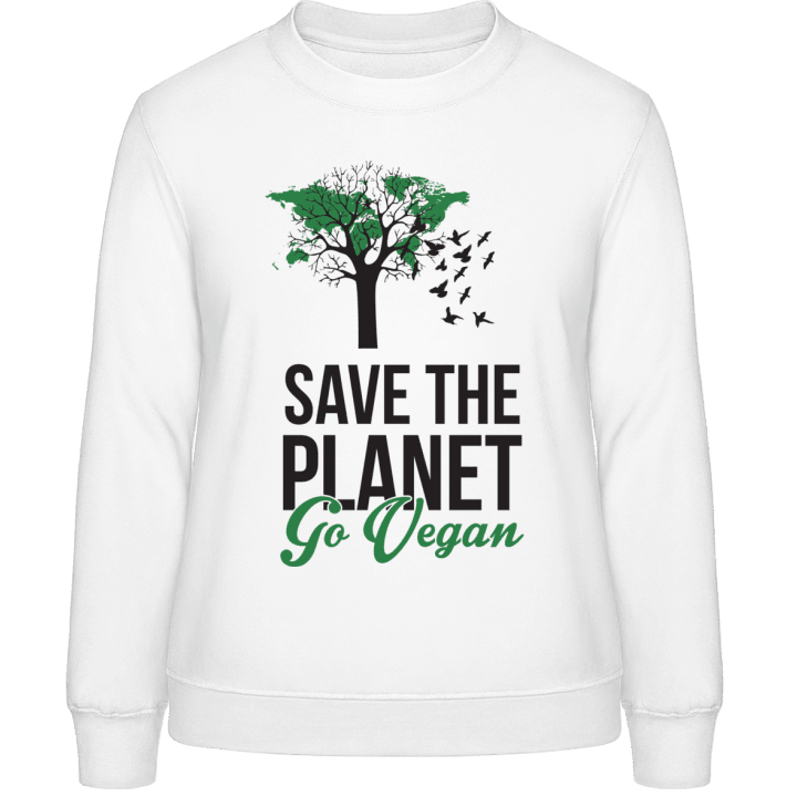 Save The Planet Go Vegan Sweatshirt för kvinnor contain pic