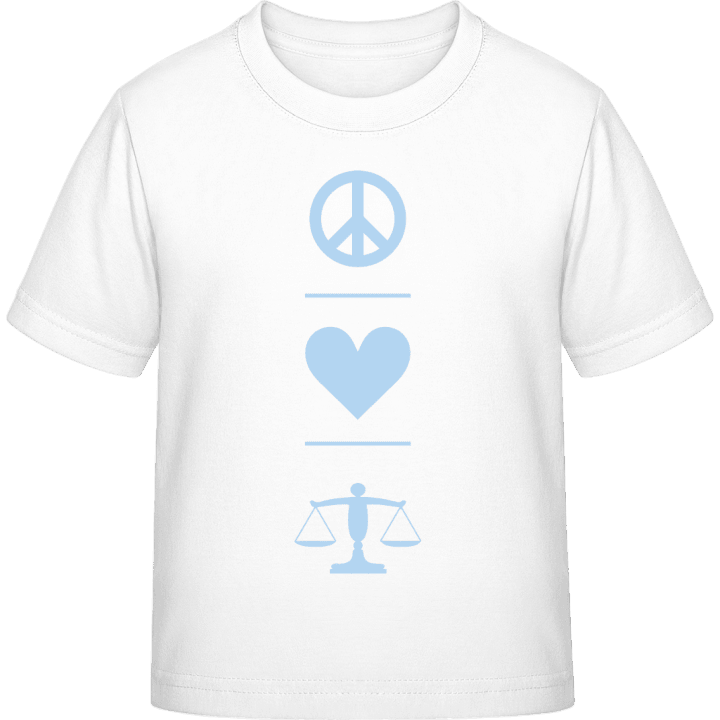 Peace Love Justice Kinder T-Shirt contain pic