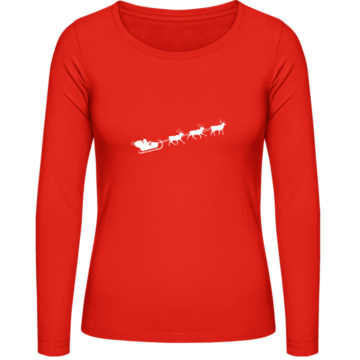 Santa Claus Flying Langermet skjorte for kvinner 0 image