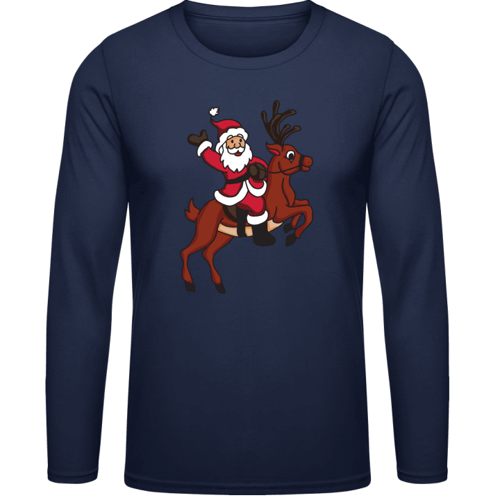 Santa Claus Riding Reindeer T-shirt à manches longues 0 image