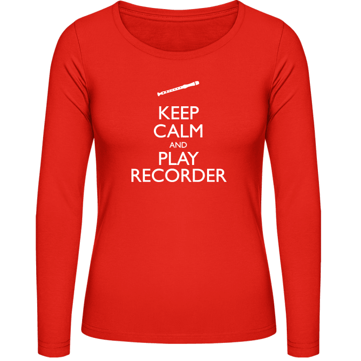 Keep Calm And Play Recorder Langermet skjorte for kvinner contain pic