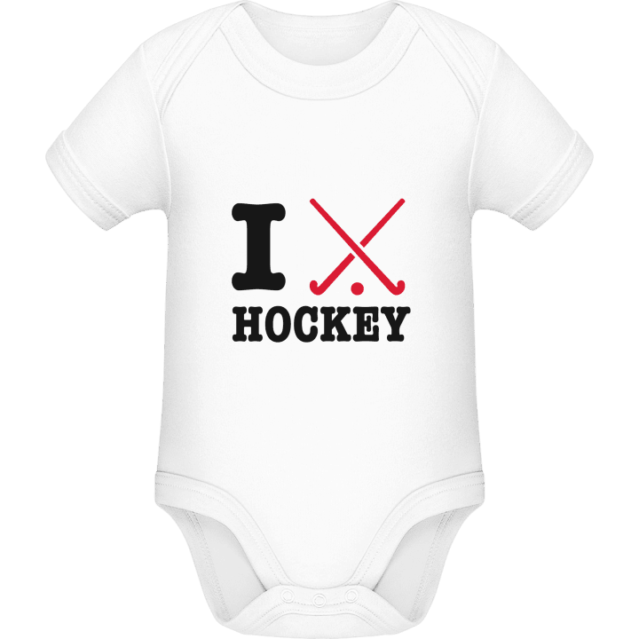 I Heart Field Hockey Baby Romper contain pic
