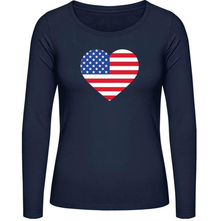 USA Heart Flag Langermet skjorte for kvinner contain pic