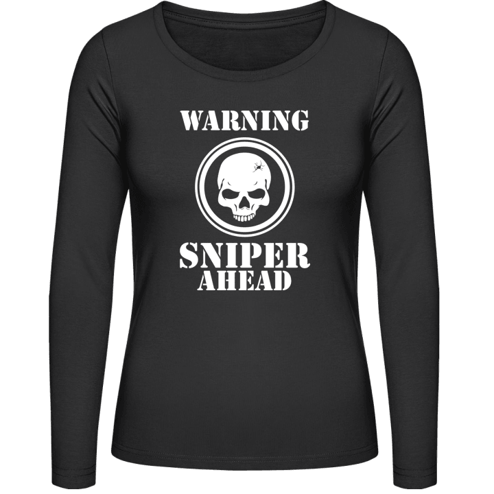 Warning Skull Sniper Ahead Langermet skjorte for kvinner contain pic