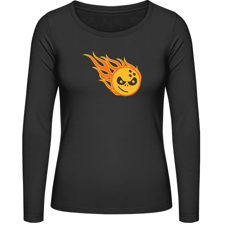 Bowling Ball on Fire Langermet skjorte for kvinner contain pic