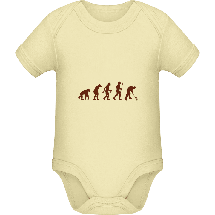 Farmer Evolution with Pitchfork Baby romper kostym contain pic