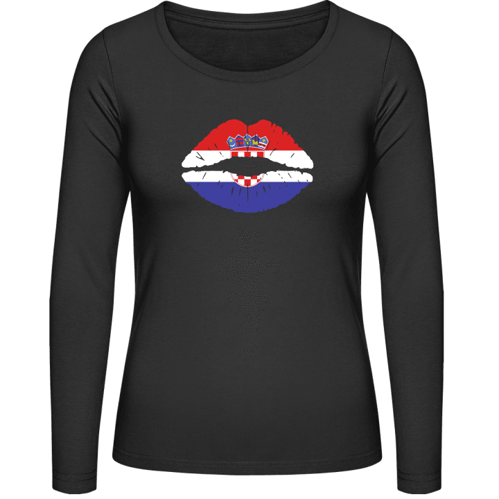 Croatian Kiss Flag T-shirt à manches longues pour femmes contain pic
