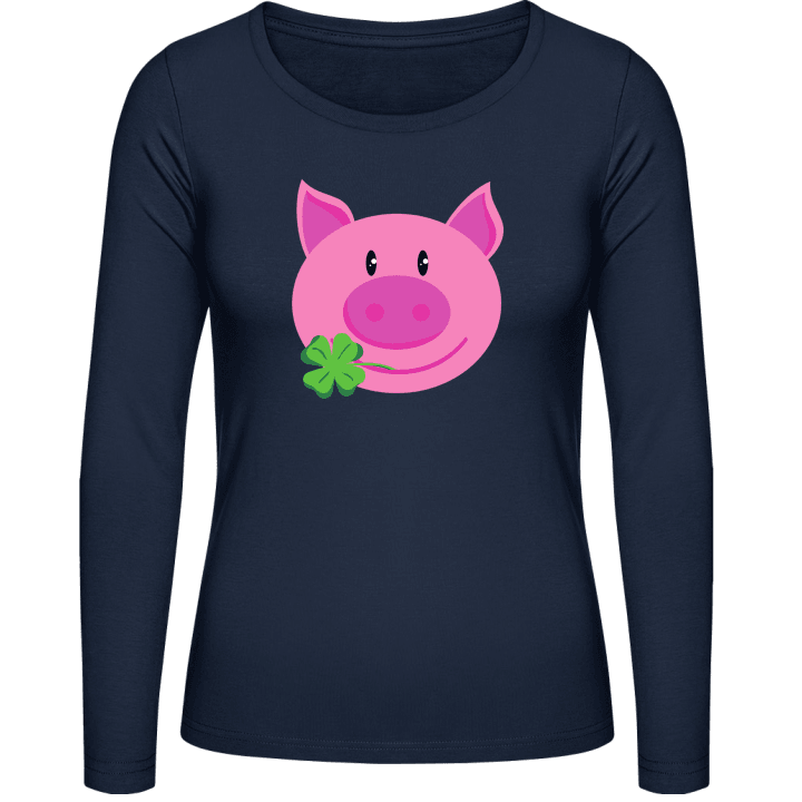 Lucky Pig With Clover Langærmet skjorte til kvinder 0 image