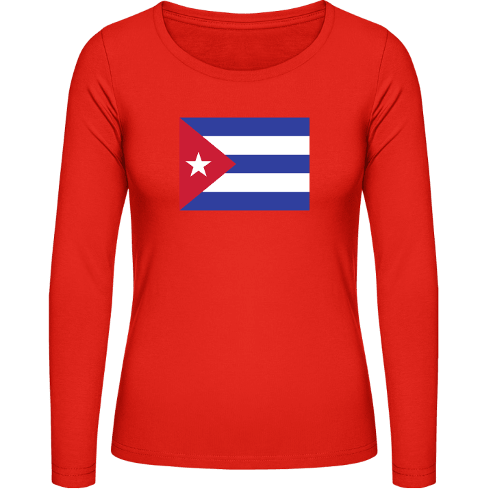 Cuba Flag Langermet skjorte for kvinner contain pic