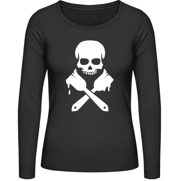 Painter Skull T-shirt à manches longues pour femmes contain pic