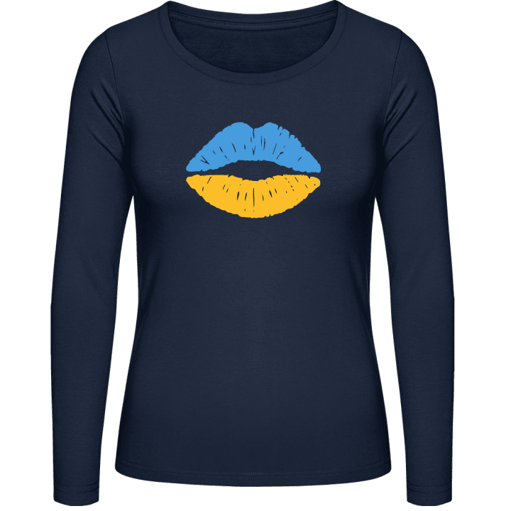 Ukraine Kiss Flag T-shirt à manches longues pour femmes contain pic