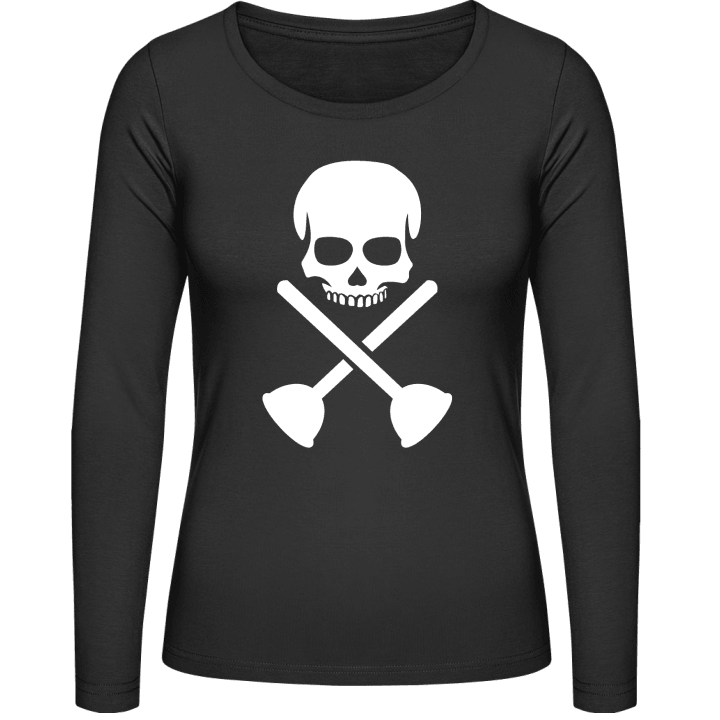 Plumber Skull Langermet skjorte for kvinner contain pic