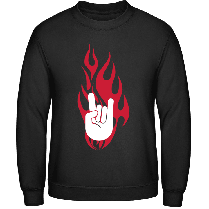 Rock On Hand in Flames Sweatshirt contain pic