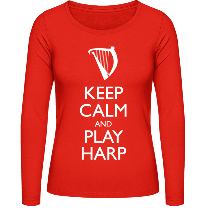 Keep Calm And Play Harp Langermet skjorte for kvinner contain pic